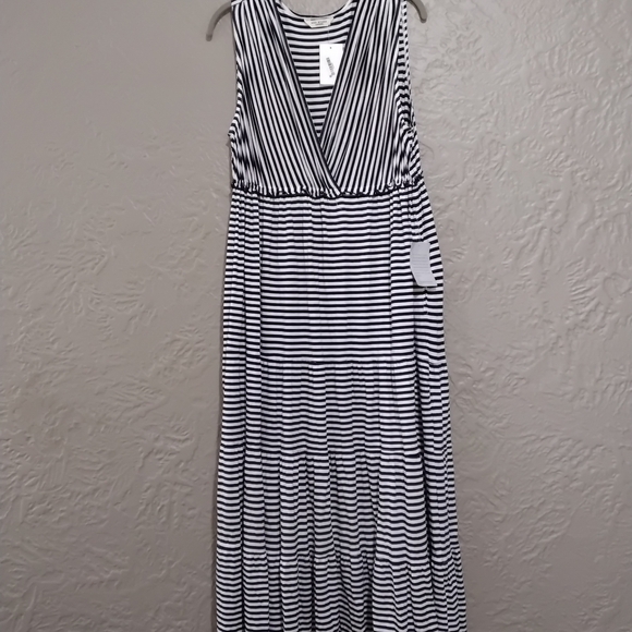 New Max Studio Blue and White Sleeveless Plunge Sundress Size 3XL - Picture 1 of 10